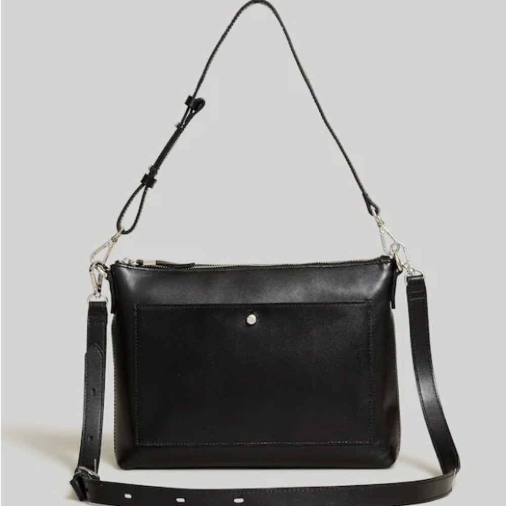 Madewell Black Leather Shoulder transport Bag NEW